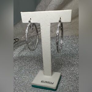 Elegant Silver Crystal Hoop Earrings